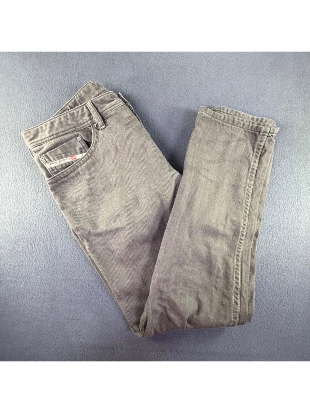 Mens Diesel BRADDOM 008QU Slim Carrot Fit Gray Denim Jeans Button Fly Mens 36X33